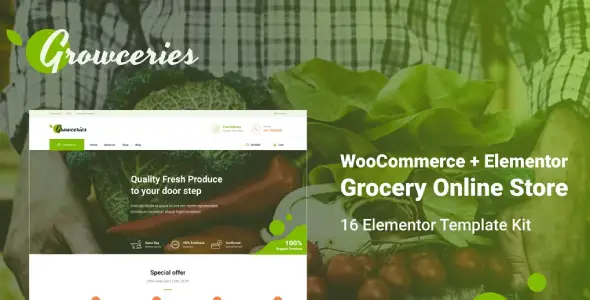 Growceries – Food & Grocery Store Elementor Template Kit